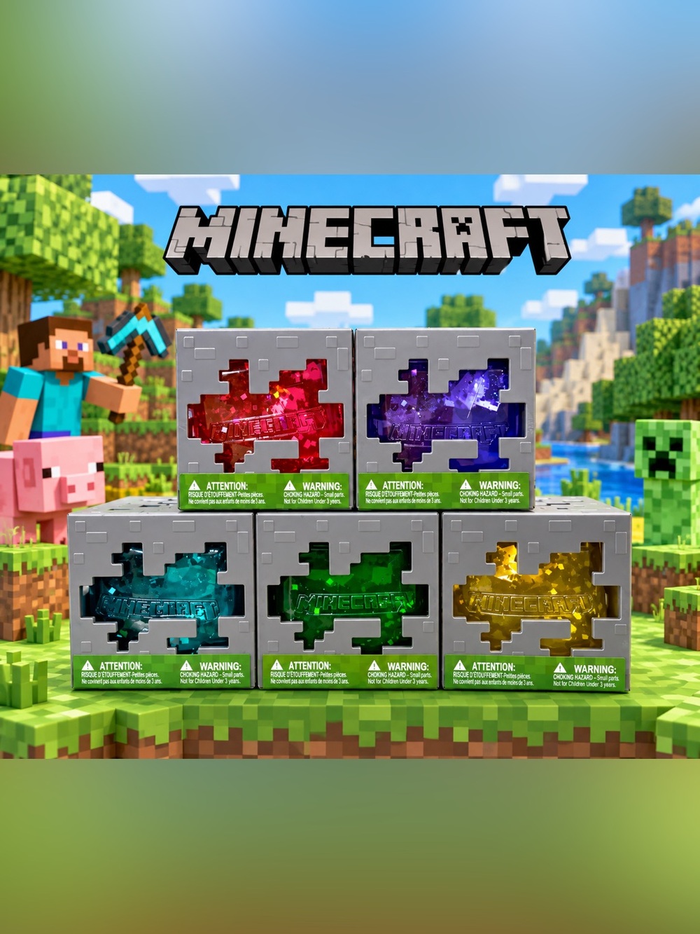 Minecraft Jelly Cube Squishy Bundle Set NEW